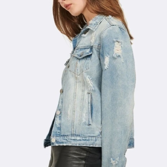 MVN 100% Cotton Womens Distressed Ripped Denim Jacket - Picture 5 of 10